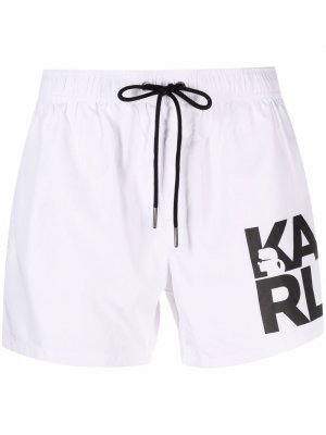 Плавки-шорты с логотипом Karl Lagerfeld. Цвет: белый