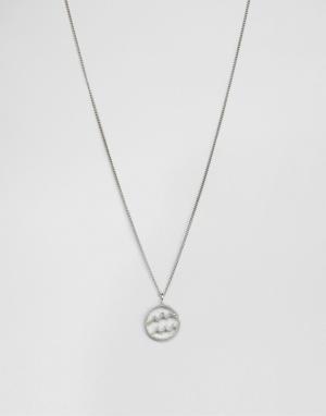 Серебряное ожерелье со знаком зодиака Водолей Fashionology. Цвет: серебряный