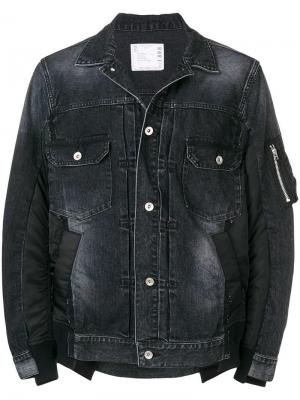 Деконструированная джинсовая куртка Sacai. Цвет: черный