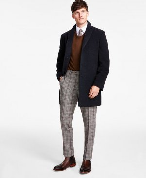 Мужское приталенное пальто из смесовой шерсти Prosper, серый Calvin Klein