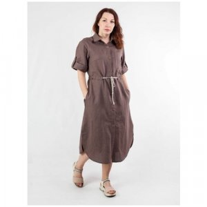 Платье , прямой силуэт, миди, карманы, размер (48)170-96-102, коричневый KiS. Цвет: коричневый/серо-коричневый