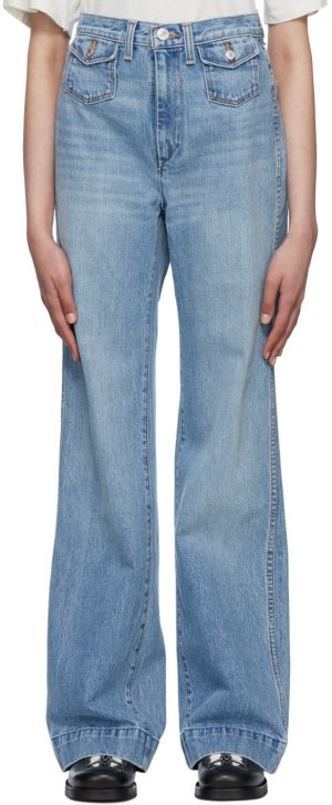 Синие широкие джинсы с карманами в стиле 70-х Re/Done