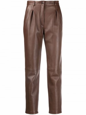 Кожаные брюки прямого кроя ETRO. Цвет: коричневый