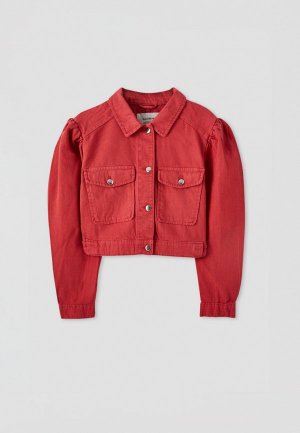 Куртка джинсовая Pull&Bear. Цвет: красный