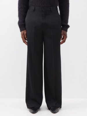 Классические брюки из шерстяного твила с атласной отделкой , черный Saint Laurent