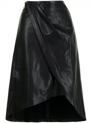 Кожаная юбка с драпировкой IRO. Цвет: черный