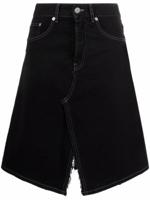 Джинсовая юбка асимметричного кроя MM6 Maison Margiela. Цвет: черный
