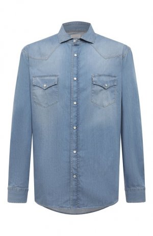 Джинсовая рубашка Brunello Cucinelli. Цвет: голубой