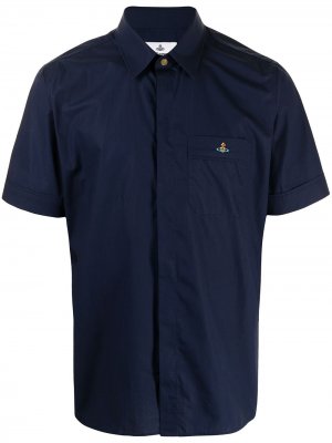 Рубашка с короткими рукавами и вышитым логотипом Vivienne Westwood. Цвет: синий