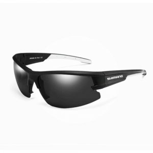 Солнцезащитные очки, прямоугольные, спортивные, ударопрочные, устойчивые к появлению царапин, поляризационные, с защитой от УФ, белый SHIMANO. Цвет: черный