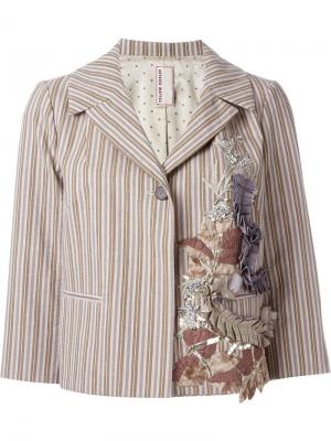 Полосатый пиджак с аппликацией Antonio Marras. Цвет: телесный
