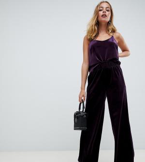 Бархатные укороченные брюки с завышенной талией Y.A.S Petitе-Фиолетовый Petite