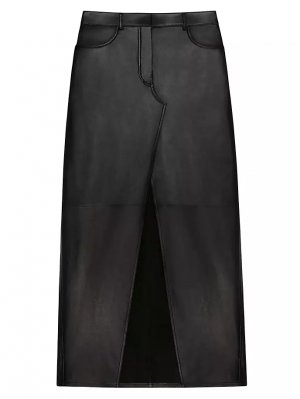 Кожаная юбка с разрезом , черный Givenchy