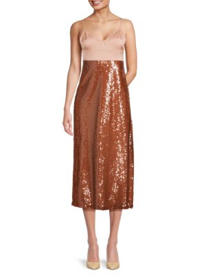 Платье мидакси с пайетками Gisele в стиле ампир , цвет Brown Beige A.L.C.