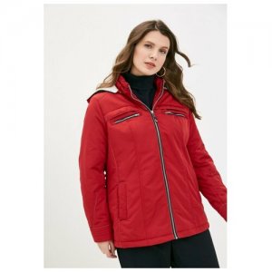 Куртка  демисезонная, силуэт полуприлегающий, карманы, капюшон, размер (48)170-96-102, красный KiS. Цвет: красный