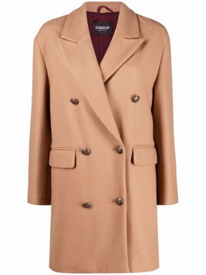 Двубортное пальто из смесовой шерсти DONDUP. Цвет: бежевый