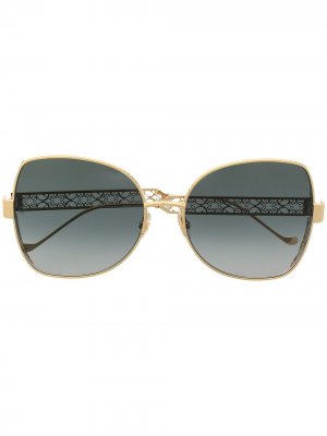 Солнцезащитные очки в массивной оправе бабочка Elie Saab. Цвет: золотистый