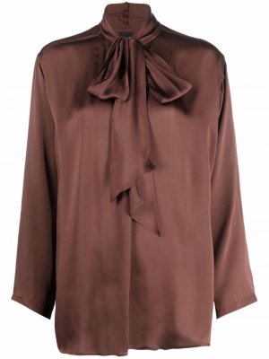Silk pussybow blouse ASPESI. Цвет: коричневый