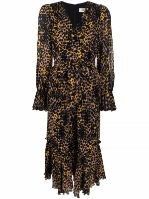 Animal-print midi dress DVF Diane von Furstenberg. Цвет: черный