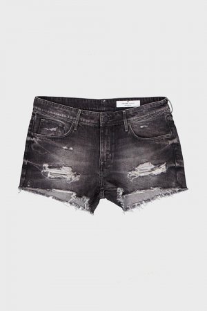 Черные джинсовые мини-шорты с нормальной талией и потертостями C 4534-056 CROSS JEANS