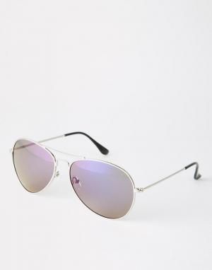 Солнцезащитные очки-авиаторы с синими стеклами -Серебряный 7X