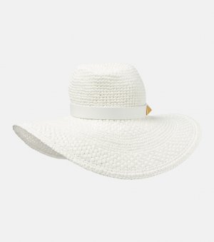 Шляпа от солнца с римской заклепкой и кожаной отделкой , белый Valentino