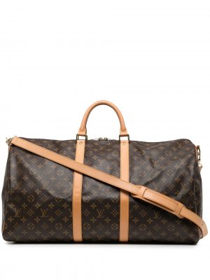 Дорожная сумка Keepall 55 Bandouliere 2003-го года Louis Vuitton. Цвет: коричневый