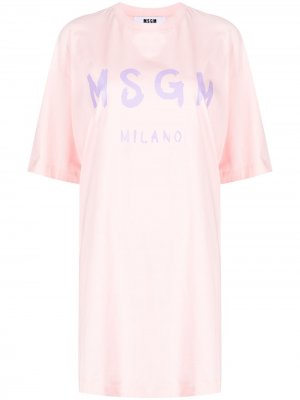 Платье-футболка с логотипом MSGM. Цвет: розовый