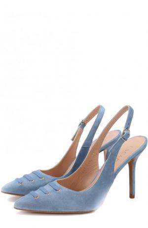 Замшевые туфли с ремешком на шпильке Escada. Цвет: голубой