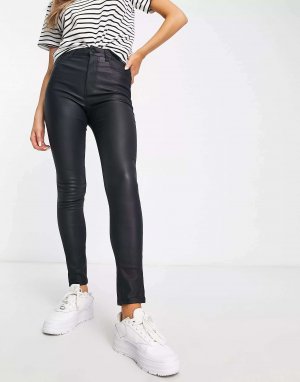 Черные джинсы скинни с завышенной талией и покрытием New Look