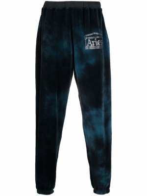 Спортивные брюки Temple с логотипом из страз Aries. Цвет: синий