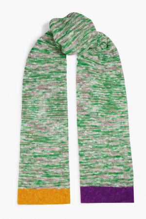Хлопковый шарф крючком, окрашенный в космос. MISSONI, зеленый Missoni
