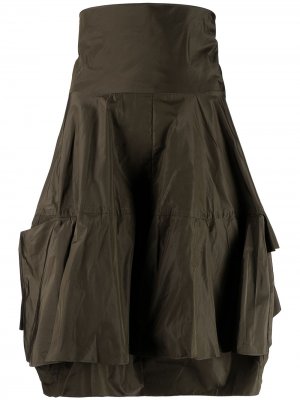 High-waisted patch-pockets skirt Litkovskaya. Цвет: зеленый