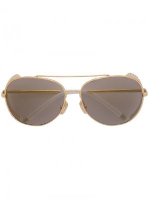 Солнцезащитные очки-авиаторы с кристаллами Swarovski Boucheron Eyewear. Цвет: металлик