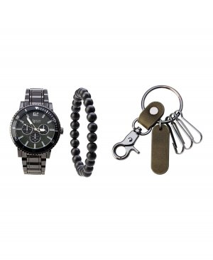 Мужские аналоговые часы с кварцевым механизмом и металлическим браслетом, 46 мм, брелок браслетом дорожная сумка на молнии American Exchange