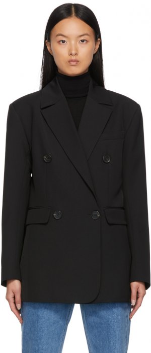 Черный двубортный пиджак Siw by Malene Birger