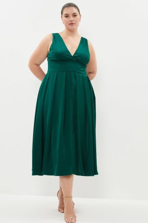 Атласное платье миди больших размеров с пышной юбкой , зеленый Coast