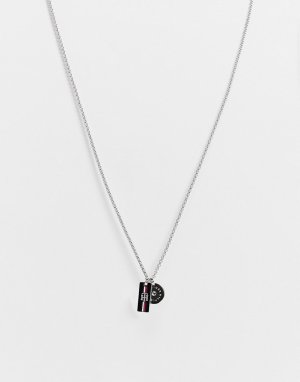 Серебристое ожерелье с маленькими подвесками в виде жетона и диска -Серебристый Tommy Hilfiger