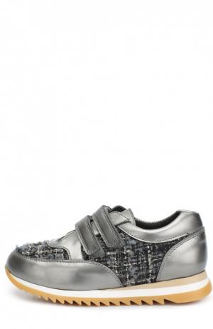 Кожаные кроссовки с текстильной вставкой Clarys. Цвет: серый