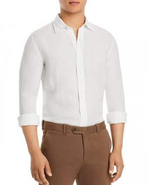 Льняная рубашка с длинным рукавом из шамбре , цвет White Canali
