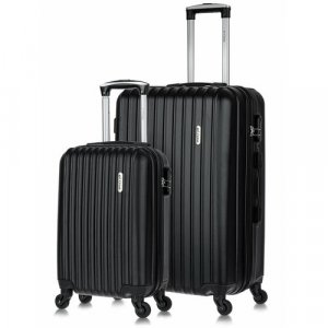 Комплект чемоданов Lcase Krabi, 2 шт., 94 л, размер S/L, черный L'case. Цвет: черный