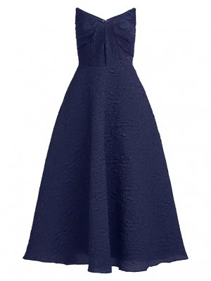 Платье миди Ellie длиной до икры с жатым эффектом ia, темно-синий THEIA