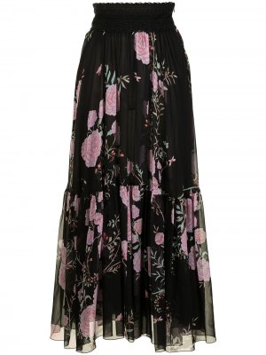 Расклешенная юбка с цветочным принтом Giambattista Valli. Цвет: черный