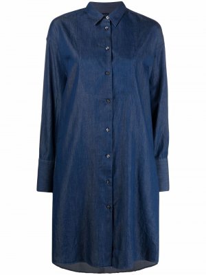 Джинсовое платье-рубашка с длинными рукавами Fay. Цвет: синий