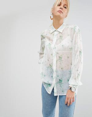 Полупрозрачная блузка с цветочным принтом Sportmax Code. Цвет: белый