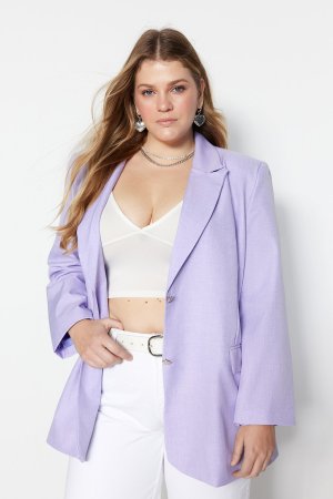 Куртка больших размеров – фиолетовая стандартного кроя , фиолетовый Trendyol