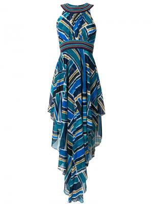 Плиссированное платье халтер с принтом Talitha. Цвет: синий