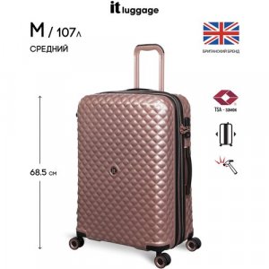 Чемодан , 107 л, размер M+, розовый IT Luggage. Цвет: розовый