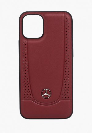 Чехол для iPhone Mercedes-Benz 12 mini (5.4), Genuine leather Urban Smooth/perforated Red. Цвет: бордовый