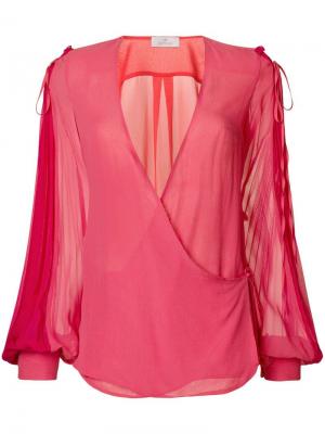 Расклешенная блузка c V-образной горловиной Capucci. Цвет: розовый